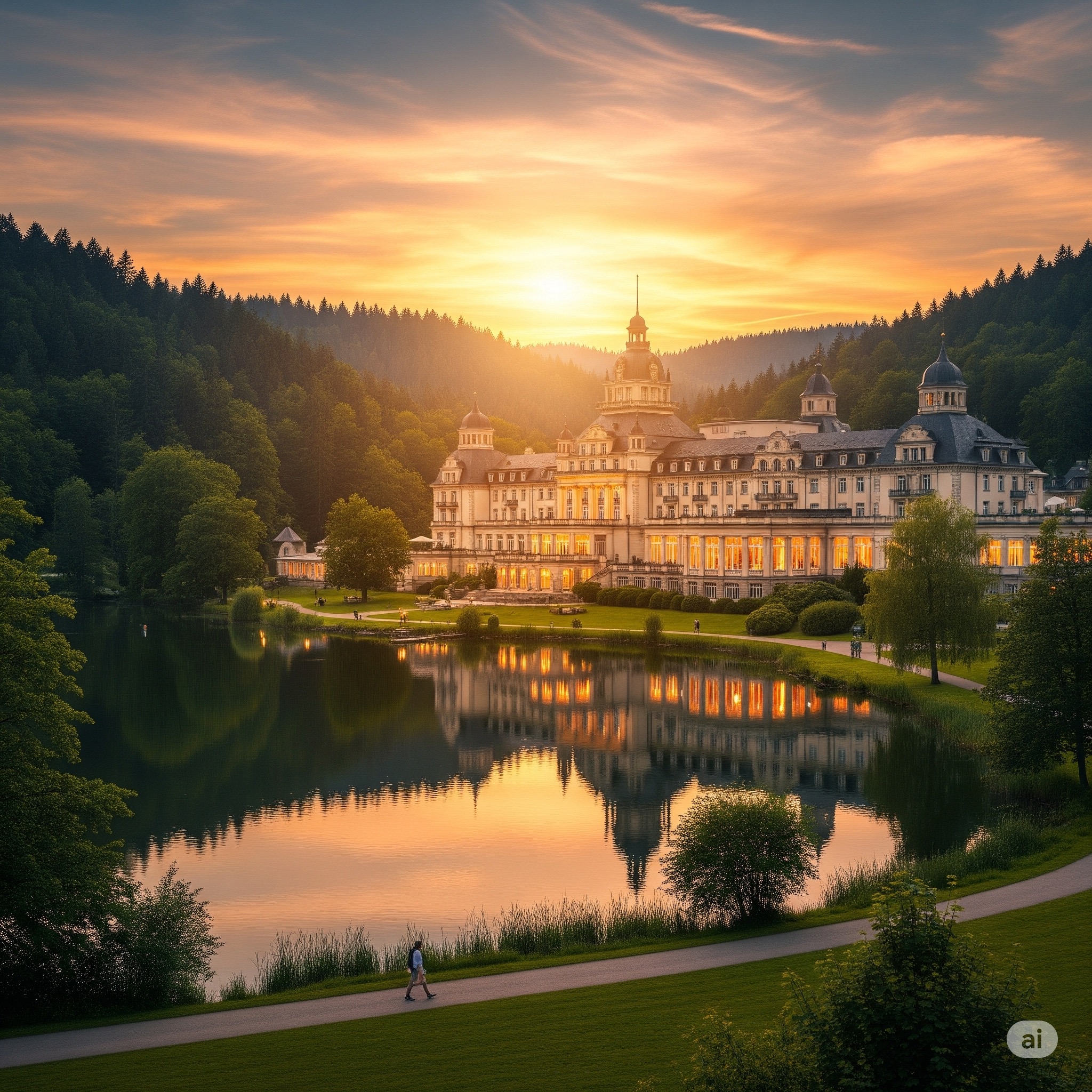 Malerische Landschaft rund um ein Resort